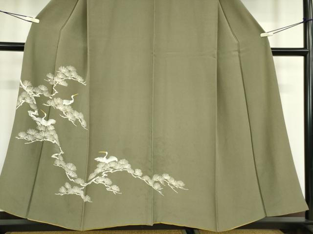 平和屋着物●訪問着　松に休み鳥　正絹　逸品　DABC3635az