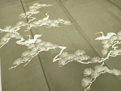 平和屋着物●訪問着　松に休み鳥　正絹　逸品　DABC3635az