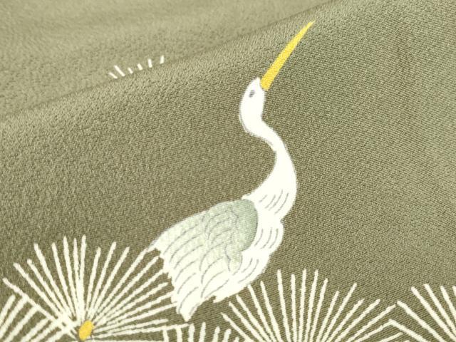 平和屋着物●訪問着　松に休み鳥　正絹　逸品　DABC3635az