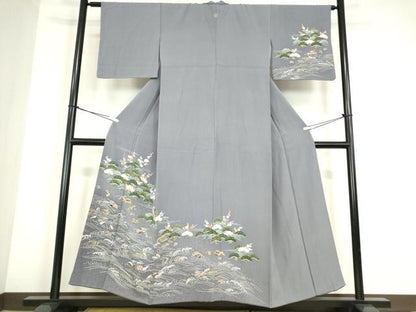 平和屋着物●訪問着　刺繍　浜松文　金彩　正絹　逸品　DABC3637az