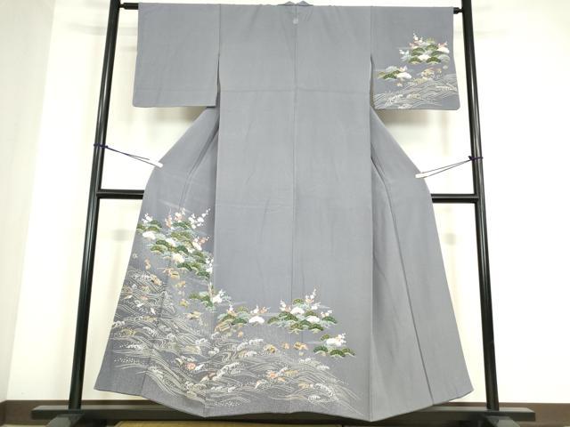 平和屋着物●訪問着　刺繍　浜松文　金彩　正絹　逸品　DABC3637az