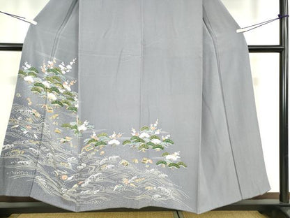 平和屋着物●訪問着　刺繍　浜松文　金彩　正絹　逸品　DABC3637az