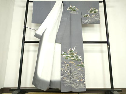 平和屋着物●訪問着　刺繍　浜松文　金彩　正絹　逸品　DABC3637az