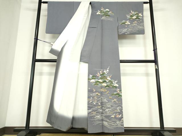 平和屋着物●訪問着　刺繍　浜松文　金彩　正絹　逸品　DABC3637az