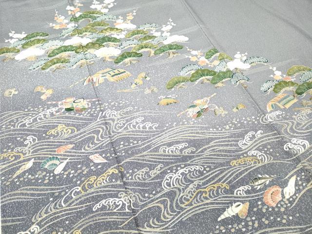 平和屋着物●訪問着　刺繍　浜松文　金彩　正絹　逸品　DABC3637az
