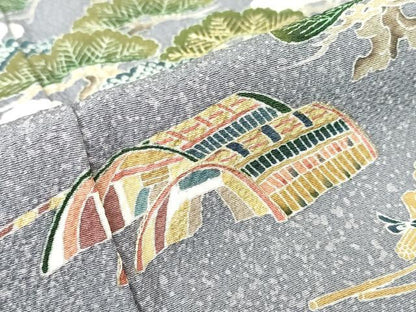 平和屋着物●訪問着　刺繍　浜松文　金彩　正絹　逸品　DABC3637az