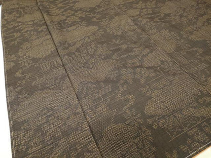 平和屋着物●結城紬　雲取り花文　80亀甲　正絹　逸品　未使用　DABC3638az