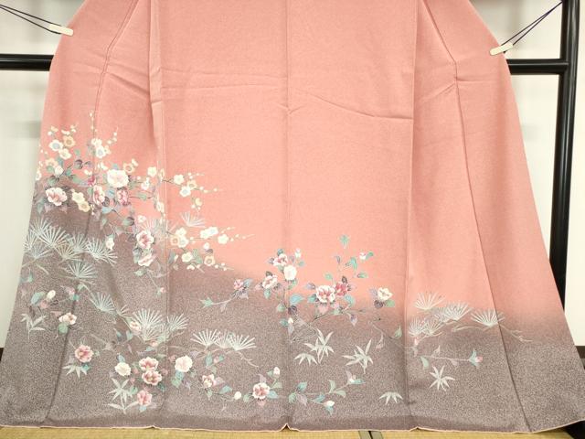 平和屋着物●訪問着　友禅　枝花文　暈し染め　正絹　逸品　DABC3639az
