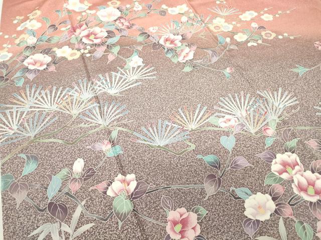 平和屋着物●訪問着　友禅　枝花文　暈し染め　正絹　逸品　DABC3639az