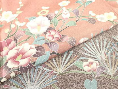 平和屋着物●訪問着　友禅　枝花文　暈し染め　正絹　逸品　DABC3639az