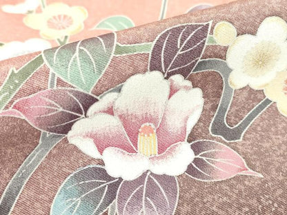 平和屋着物●訪問着　友禅　枝花文　暈し染め　正絹　逸品　DABC3639az