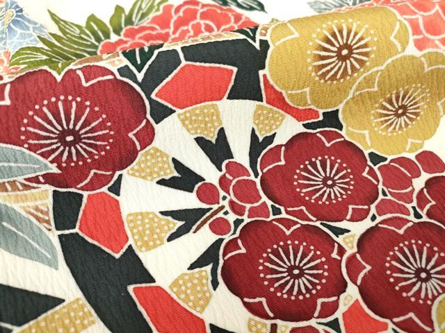 平和屋着物●豪華振袖　絞り　型染め　雲取り花車文　正絹　逸品　DABC3640az