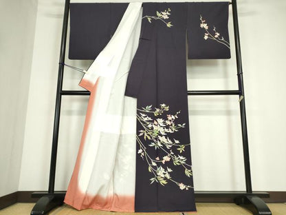 平和屋着物●訪問着　友禅　枝花文　正絹　逸品　DABC3643az