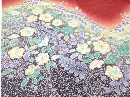 平和屋着物●豪華振袖　絞り　辻が花　暈し染め　金通し地　正絹　逸品　DABC3644az