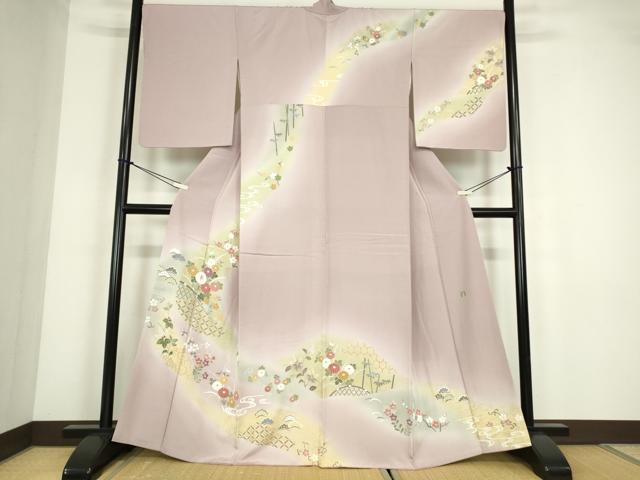 平和屋着物●訪問着　作家物　籬花文　暈し染め　金彩　正絹　逸品　DABC3646az