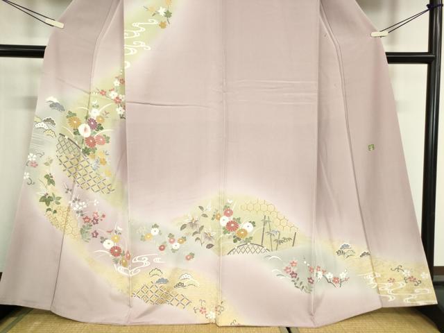 平和屋着物●訪問着　作家物　籬花文　暈し染め　金彩　正絹　逸品　DABC3646az