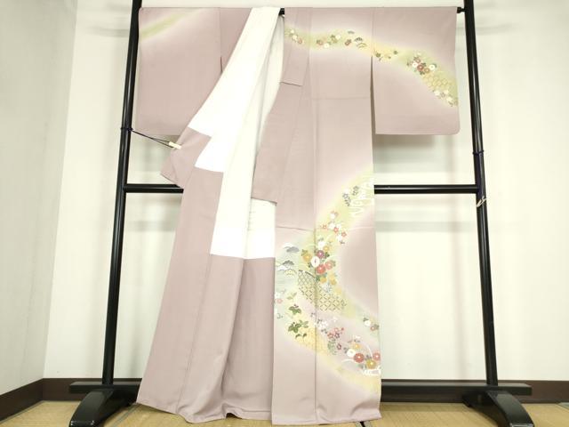平和屋着物●訪問着　作家物　籬花文　暈し染め　金彩　正絹　逸品　DABC3646az