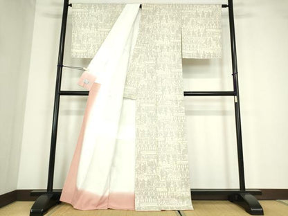 平和屋着物●洗える最高級着物　＜英＞はなぶさ謹製　小紋　人物壁画文　DABC3647az