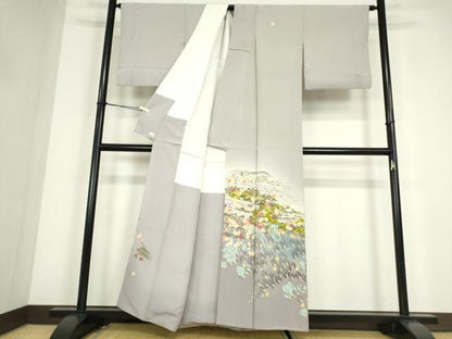 平和屋着物●本加賀友禅作家　茶谷孝志　色留袖　渡り橋風景花文　正絹　逸品　DABC3648az