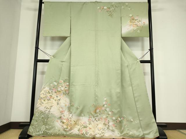 平和屋着物●訪問着　貝桶花文　暈し染め　金彩　正絹　逸品　DABC3654az