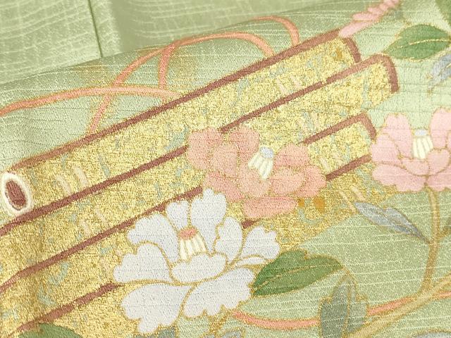 平和屋着物●訪問着　貝桶花文　暈し染め　金彩　正絹　逸品　DABC3654az