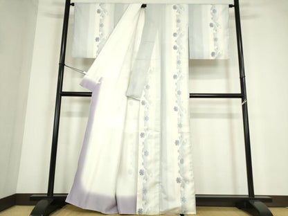 平和屋着物●本場大島紬　白大島　9マルキ　雪輪間道　正絹　逸品　DABC3658az