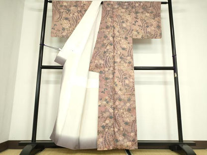 平和屋着物●上質な小紋　紬地　辻が花　小田急百貨店扱い　正絹　逸品　DABC3661az