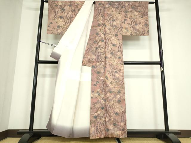 平和屋着物●上質な小紋　紬地　辻が花　小田急百貨店扱い　正絹　逸品　DABC3661az