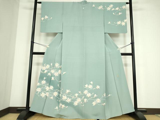 平和屋着物●本加賀友禅作家　沢飯芳雄　訪問着　枝花文　暈し染め　正絹　逸品　DABC3663az