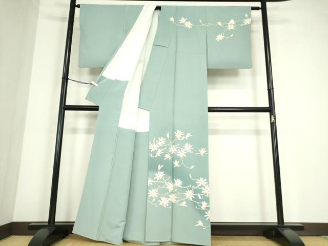 平和屋着物●本加賀友禅作家　沢飯芳雄　訪問着　枝花文　暈し染め　正絹　逸品　DABC3663az 平和屋着物○本加賀友禅作家 沢飯芳雄 訪問着 枝花文 暈し染め 正絹