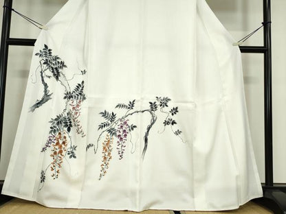 平和屋着物●洗える最高級着物　＜英＞はなぶさ謹製　訪問着　枝垂れ藤　手描き　洗える着物　DABC3668az