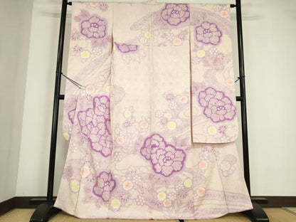 平和屋着物●豪華振袖　総絞り　流水花文　正絹　逸品　DABC3669az