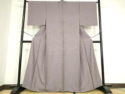 平和屋着物●上質な色無地　菊尽くし　薄鼠色　正絹　逸品　DABC3671az