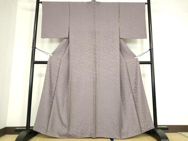 平和屋着物●上質な色無地　菊尽くし　薄鼠色　正絹　逸品　DABC3671az
