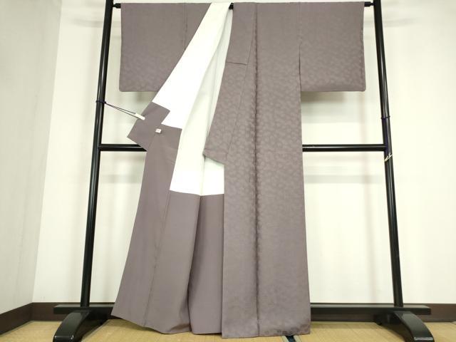 平和屋着物●上質な色無地　菊尽くし　薄鼠色　正絹　逸品　DABC3671az