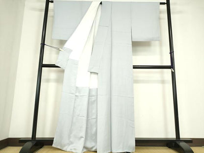 平和屋着物●上質な色無地　花尽くし地紋　藍白色　小田急百貨店扱い　正絹　逸品　DABC3672az