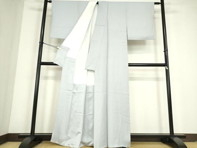 平和屋着物●上質な色無地　花尽くし地紋　藍白色　小田急百貨店扱い　正絹　逸品　DABC3672az