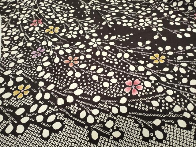平和屋着物●訪問着　作家物　枝花文　黒地　正絹　逸品　DABC3673az