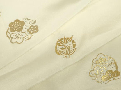 平和屋着物●長襦袢　袷　松竹梅　金彩　正絹　逸品　DABC3683az