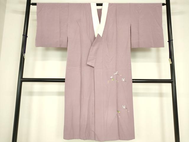 平和屋着物●長襦袢　無双仕立て　総刺繍　鶴と亀　正絹　逸品　DABC3684az