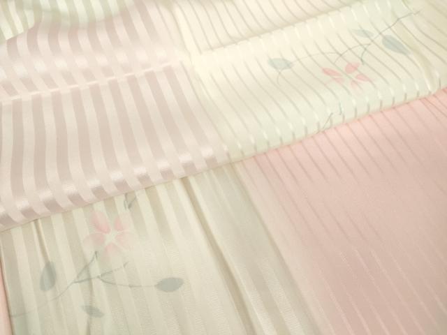平和屋着物●長襦袢　無双仕立て　市松花文　手描き　暈し染め　正絹　逸品　DABC3687az