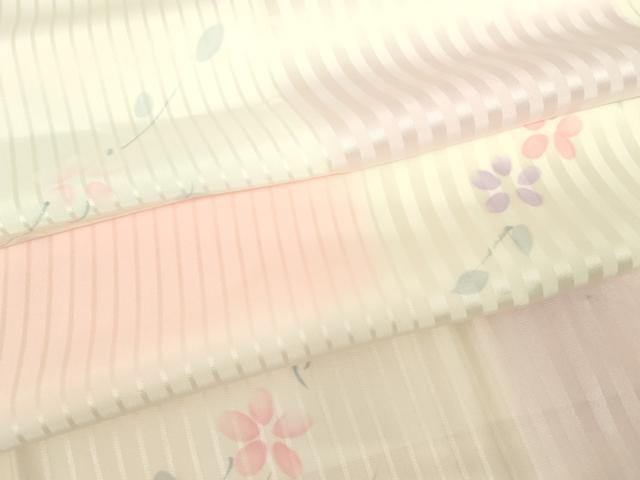平和屋着物●長襦袢　無双仕立て　市松花文　手描き　暈し染め　正絹　逸品　DABC3687az