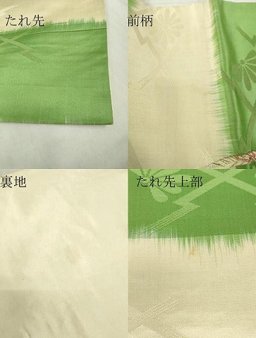 平和屋着物●アンティーク　大正ロマン　太鼓柄袋帯　駒刺繍　総刺繍　鼓花文　金糸　正絹　逸品　DABC3692az