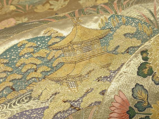 平和屋着物▼六通柄袋帯 地紙清薫文 金糸 正絹 逸品 DABC3741az