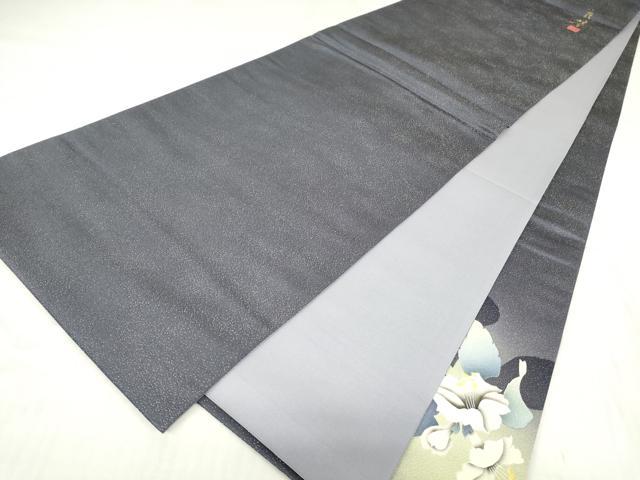 平和屋着物●京の匠日展作家　丹下雄介　太鼓柄袋帯　草花シルエット　銀通し地　やまと誂製　正絹　逸品　DABC3751az