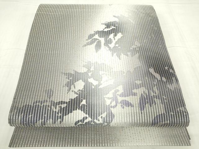 平和屋着物●両面　全通柄袋帯　草葉シルエット　金通し地　正絹　逸品　DABC3756az
