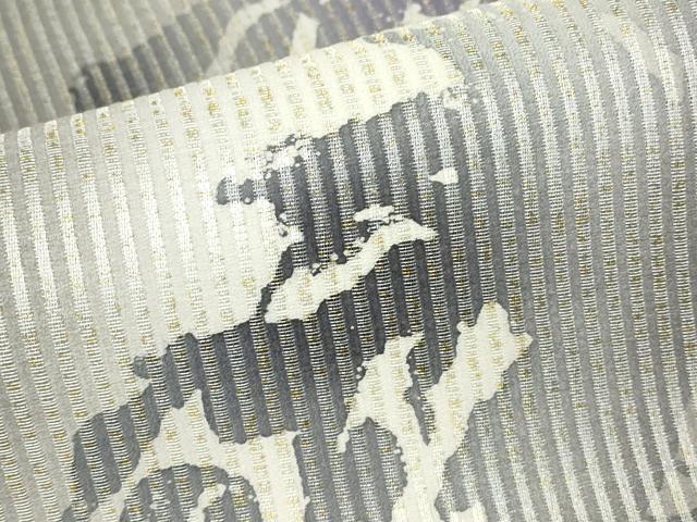 平和屋着物●両面　全通柄袋帯　草葉シルエット　金通し地　正絹　逸品　DABC3756az