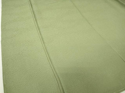 平和屋着物●上質な色無地　紗綾型地紋　草色　正絹　逸品　未使用　DABC3759az
