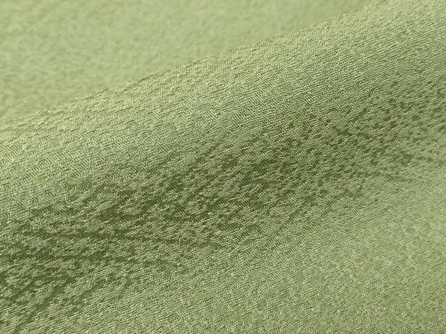 平和屋着物●上質な色無地　紗綾型地紋　草色　正絹　逸品　未使用　DABC3759az