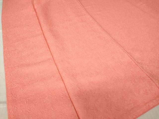 平和屋着物●上質な色無地　南天地紋　甚三紅色　正絹　逸品　未使用　DABC3760az